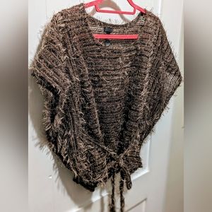 VOICE Fringed cable-knit sweater Size LARGE